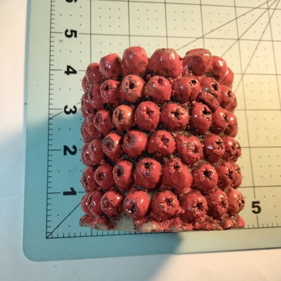 Red Cranberry Shape Candle Set Thanksgiving Holiday Berry Look Pillar - Picture 3 of 4